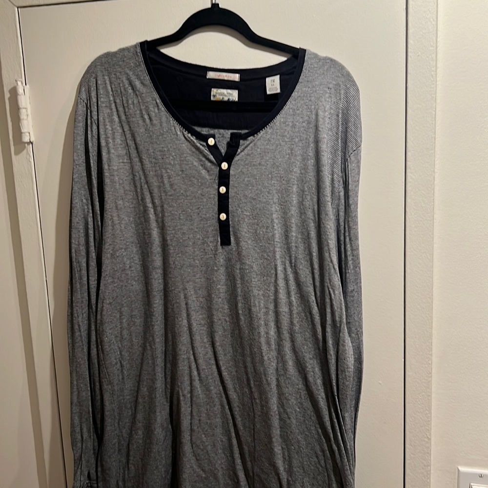 Scotch & Soda striped mens XL Henley blue and white